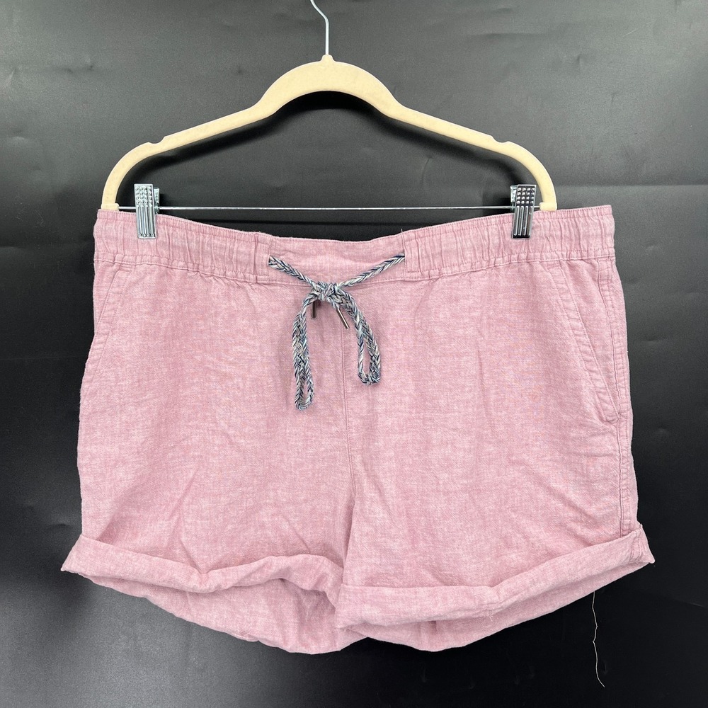 Eddie Bauer pink purple linen cotton blend shorts minimalist casual beachy XXL